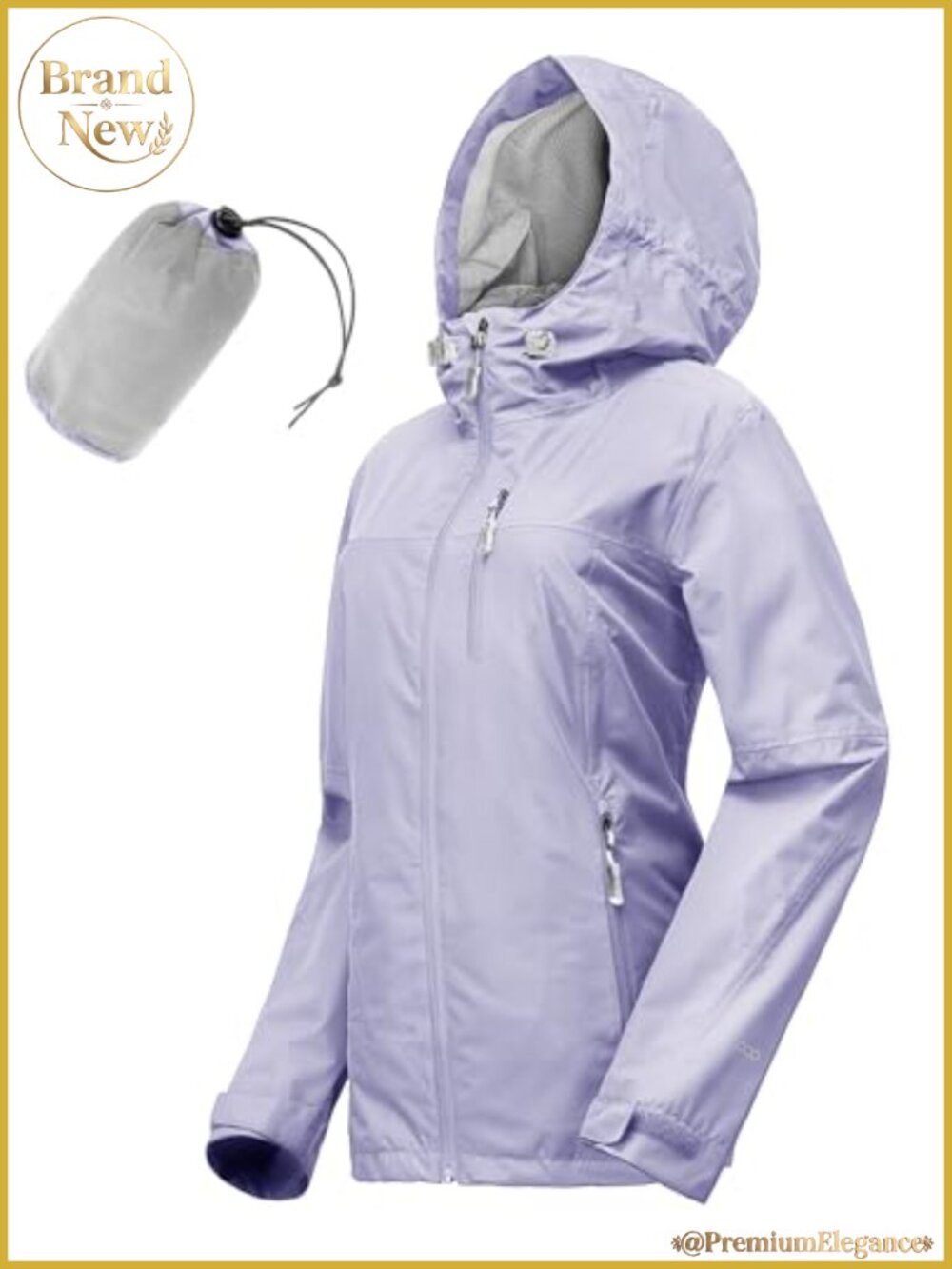 Waterproof Packable Rain Jacket with Hood for Running Cycling Hiking